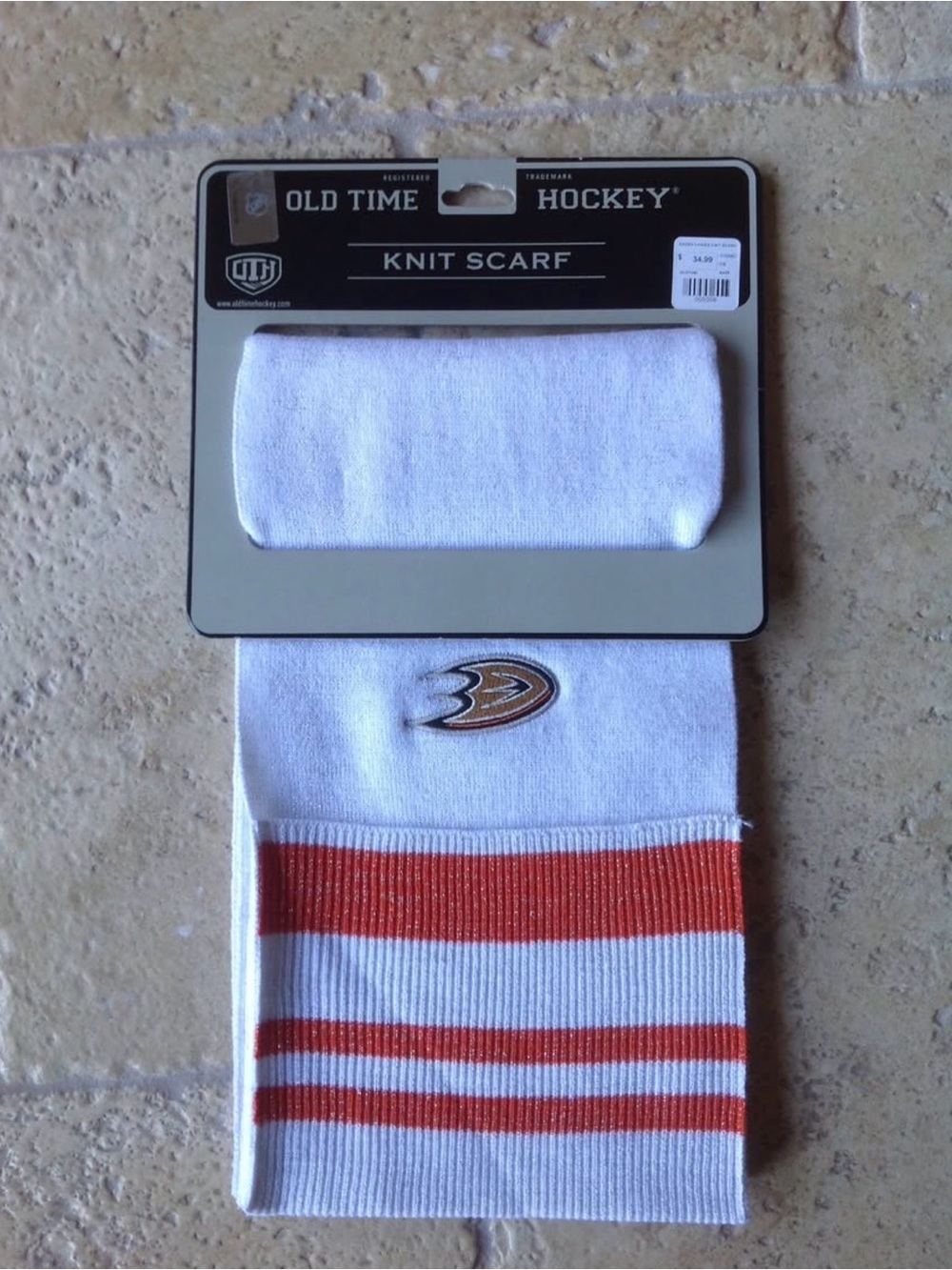 Old Time Hockey Anaheim Ducks White Sparkle Scarf